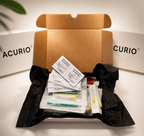 ACURIO° Starter Box offen mit Spritzen, Kanülen, Alkoholtupfern und Verschlussstopfen